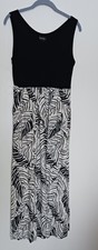 Nicole Miller Sleeveless Dress Black White Leaf Pattern Size Med