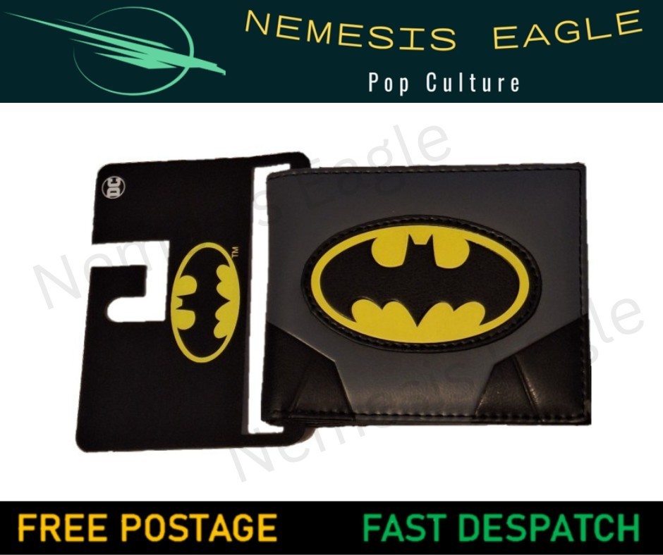 OFFICIAL DC COMICS BATMAN BI FOLD WALLET WITH YELLOW BATMAN LOGO