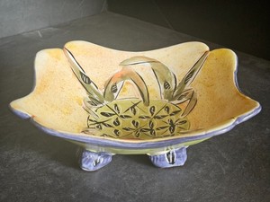 Posey Pottery in Terracotta Handcrafted Square Plate with Four Legs
