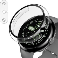 Transparent 2-Pack Hard Case for Google Pixel Watch 4 41mm with Tempered Glass C