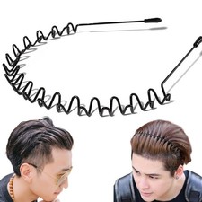 Wavy Metal Headband for Men Women Textured Grip Hair Band fr Defined Daily Hairs