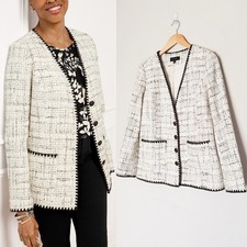 NEW Talbots Women's 6 Tipped Tweed Blazer Jacket Textured Classic Quiet Luxury