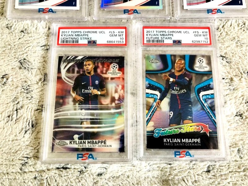 KYLIAN MBAPPE 2017 TOPPS CHROME FUTURE STARS & LIGHTNING STRIKE ROOKIE RC PSA 10