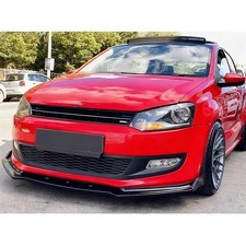 FOR VW POLO MK5 6R 6C 2009-17 GLOSS BLACK FRONT BUMPER SPOILER SPLITTER LIP SET