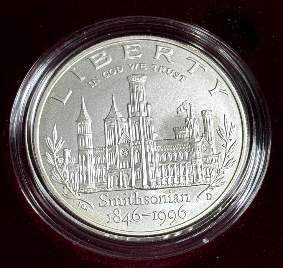 1996 Smithsonian Commemorative .90 SILVER Dollars (2) (PROOF & Business Strike) - Image 4 of 4