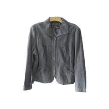 Ladies Wallace Sacks Leather Collection Grey Suede Jacket - Size 18 - Good Used