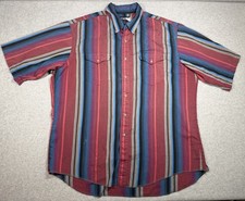 Vintage Wrangler Brushpopper Shirt Mens XL Western Aztec Stripe Short Sleeve 90s