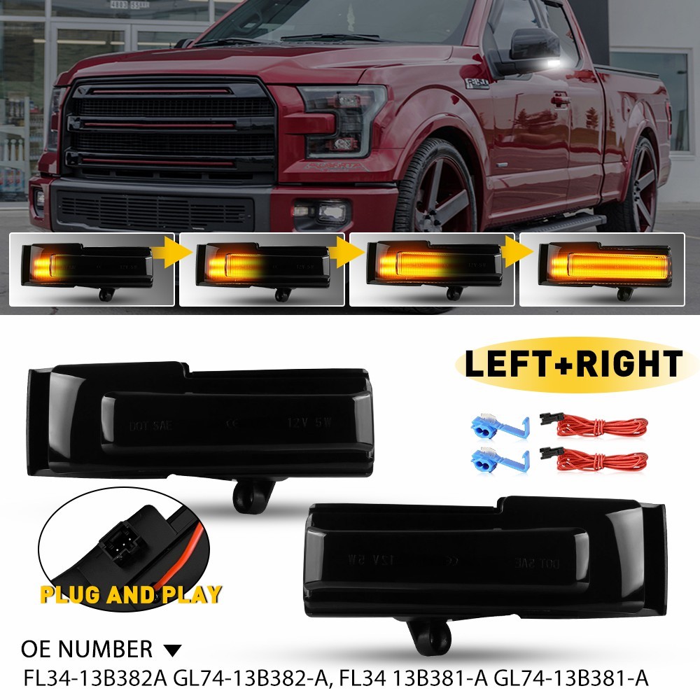 Switchback LED Side Mirror Light Dynamic Turn Signal Fit for 2015-2020 Ford F150