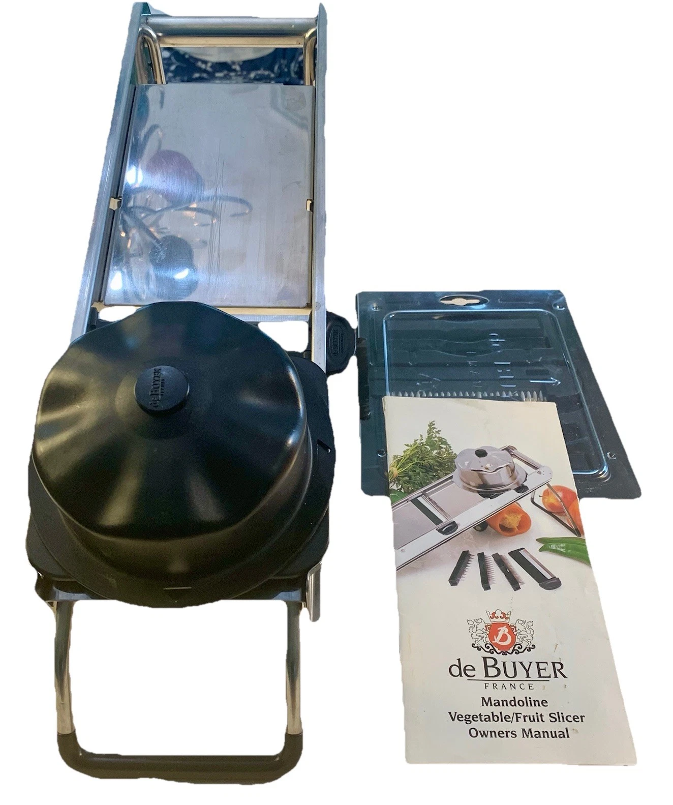 De Buyer La Mandoline Deluxe Kitchen Slicer & Original Accessories EUC