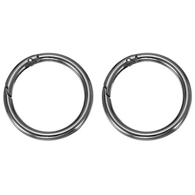 Metal Spring O Ring, Round Carabiners Clips, 1.9 Inch & 2 Pcs & Black