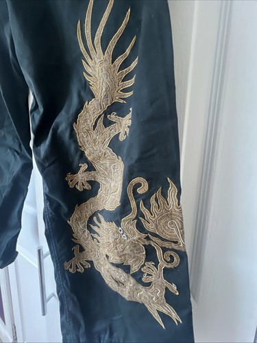 MAHARISHI Womens Vintage Black Dragon Embroidered Cargo Trousers Size 8 £325 - Picture 3 of 16