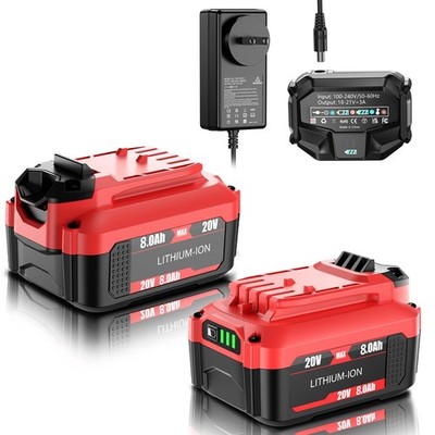 Bonacell Upgrade 2Pack 20V 8000mAh Black-Red CMCB205+Charger,