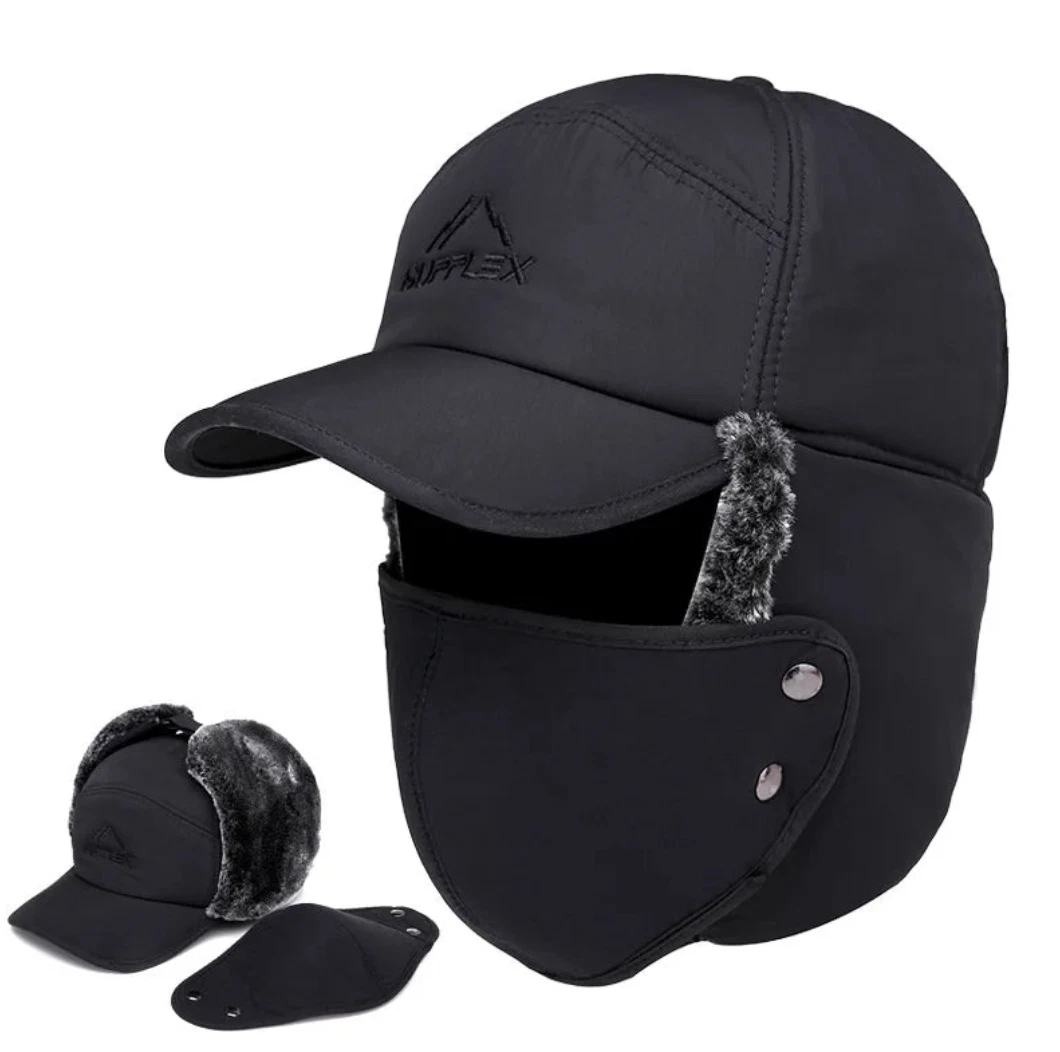 Waterproof Trapper Hat with Detachable Face Mask & Ear Flaps – Full Coverage