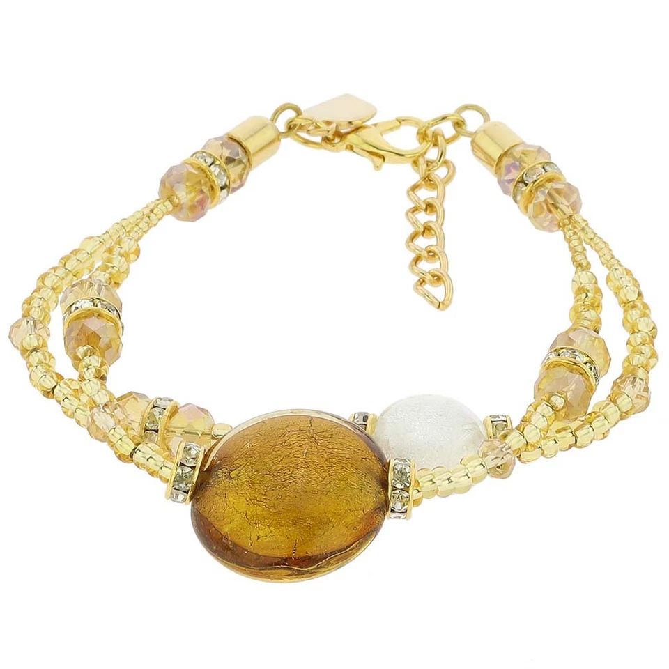 GlassOfVenice Murano Glass Adelina Bracelet - Topaz Gold - Imagem 2 de 3