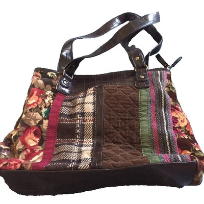 Relic By Fossil Bag Purse Tote Patchwork Corduroy Floral/Plaid Vintage Y2K Boho