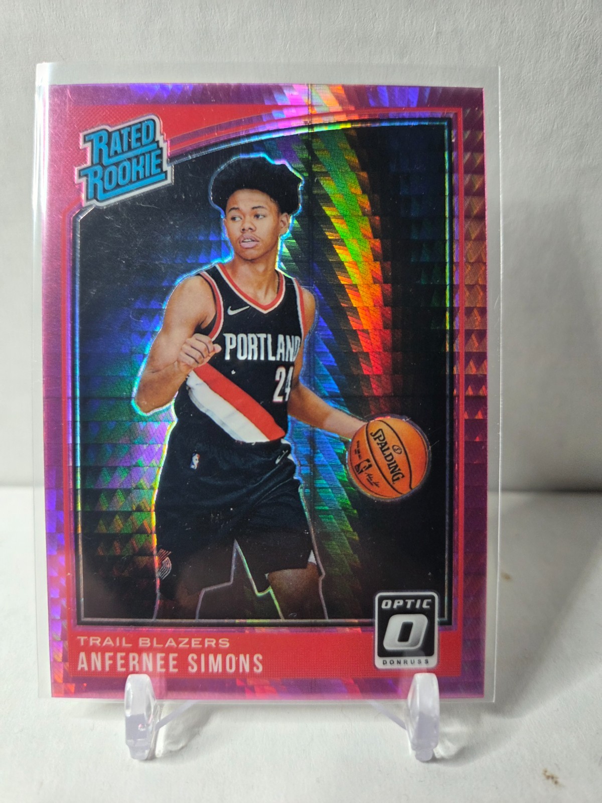 2018-19 Panini Donruss Optic Pink Hyper Prizm Anfernee Simons #186 RC