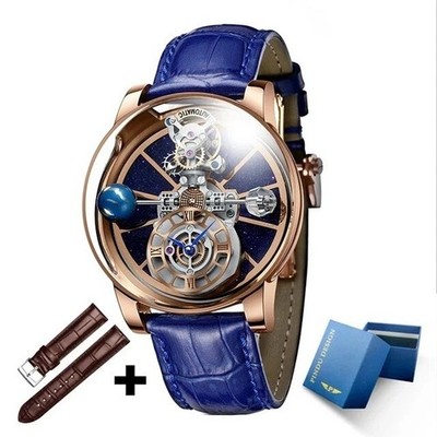 Jacob PINDU V. Celestial Tourbillon Men Rotating Quartz Watch Starry Astronomia