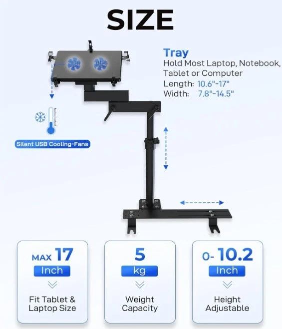 Soporte para computadora portátil de aluminio y acero de alta resistencia para automóvil y computadora portátil para camiones furgoneta Foto 3 de 4