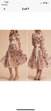BHLDN Anthropologie Blush Floral Embroidered Tulle Lace Formal Dress, Size 6