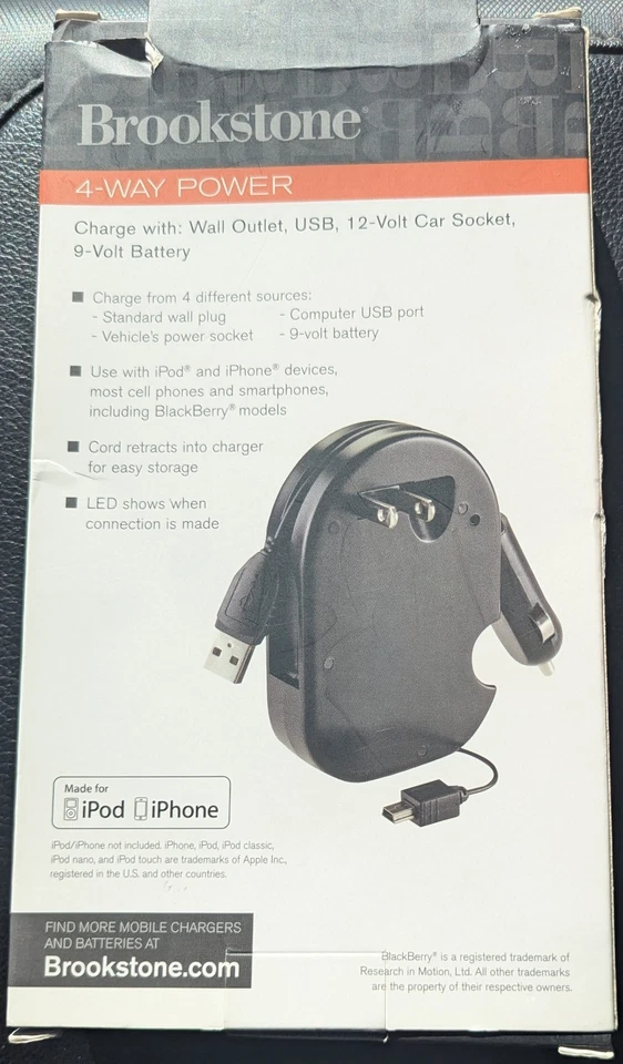 НОВЫЙ BROOKSTONE 4-WAY ПИТАНИЯ НАСТЕННАЯ РОЗЕТКА USB 9 И 12 ВОЛЬТ IPHONE IPOD • БЕСПЛАТНАЯ ДОСТАВКА! - Изображение 2 из 2