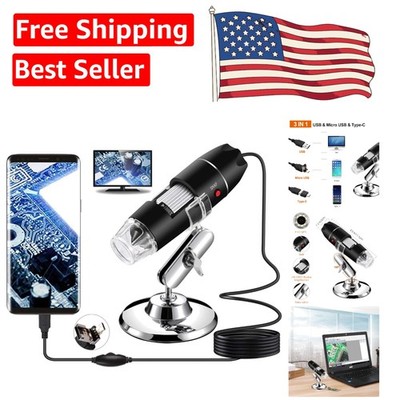 300X-1000X USB Digital Microscope for Android/PC with 8 Adjustable LED Lights
