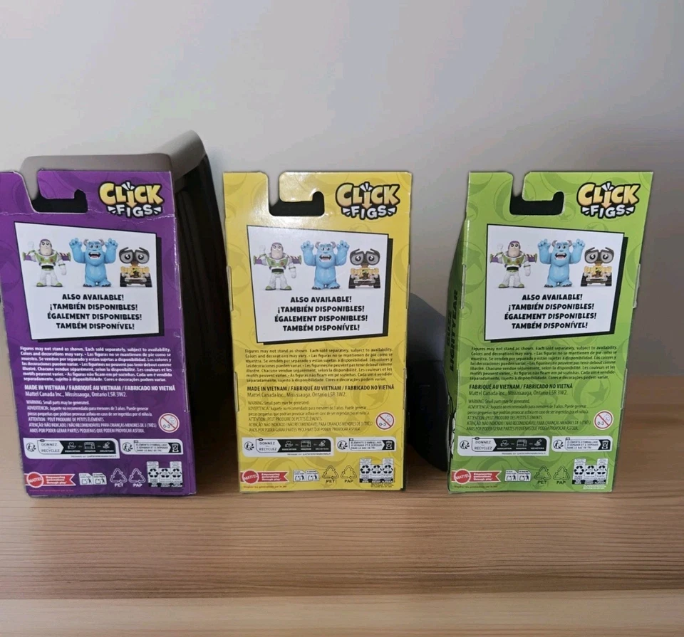Nuevo en caja Mattel Disney Pixar Click Figs Lote de (3) Figuras - Sully, Wall-E, Buzz  Foto 2 de 4