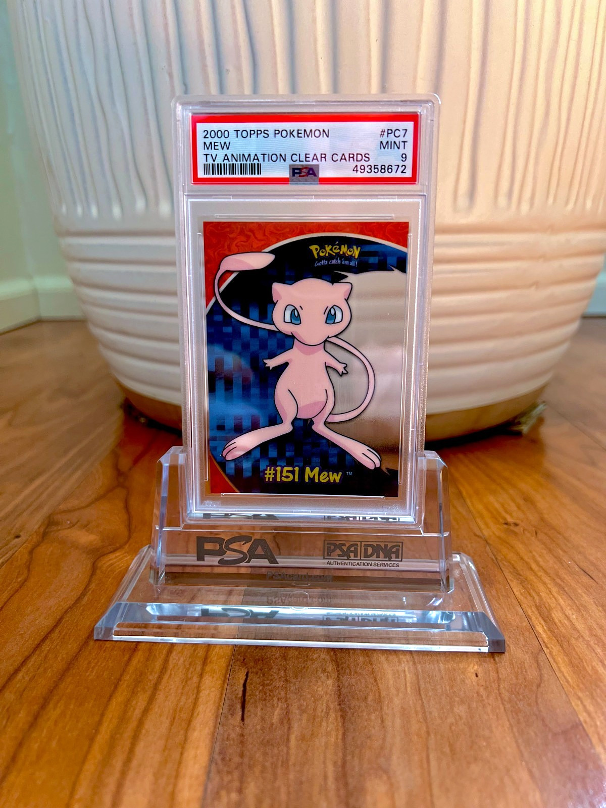 2000 Topps Pokemon TV Animation Clear Card MEW #PC7 - PSA 9 Mint
