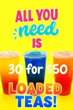 30 Sugar Free Loaded Teas – Caffeinated Energy Drink Mix Sampler – You choose