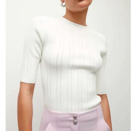 Veronica Beard Women's Vaari Top Ribbed Mid Sleeve Top XS NWT 348