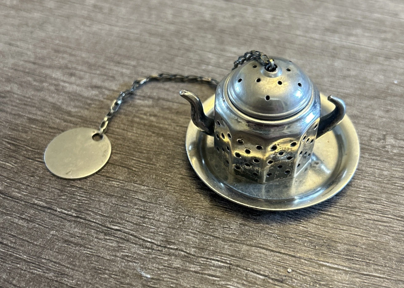 Vintage Mini Teapot Infuser With Chain Eskilstuna Made In Sweden S. Jehlbo