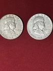 LOT of 2 - 1949 P/S   FRANKLIN Silver Half Dollars  -  90% Silver