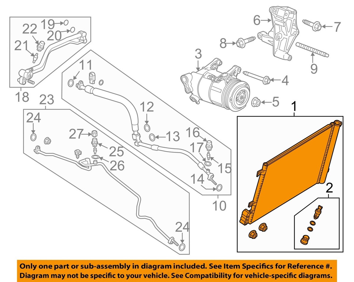 GM OEM 14-19 Corvette Condenser, Compressor Lines-Condenser