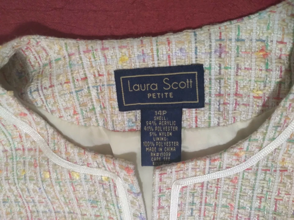 Laura Scott слоновой кости/пастель букл юбка костюм юбка 8P, Blazer 14P - Изображение 3 из 4