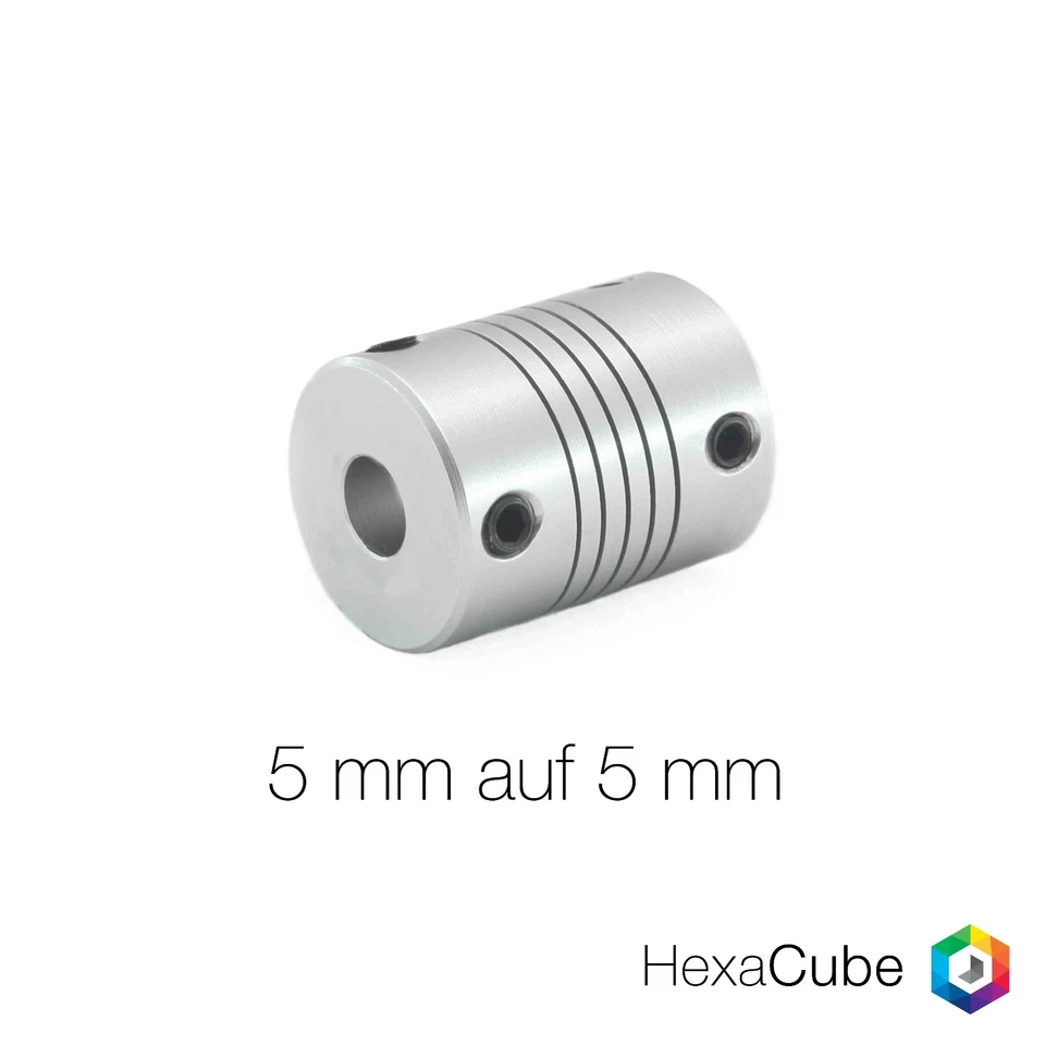 HC-MASCHINENTECHNIK Wellenkupplung 5mm auf 5mm flexibel Aluminium Nema17 RepRap CNC 3D Drucker