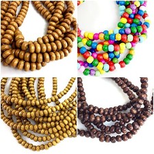 Natural Wood Rondelle Bead 15" 6mm 7mm 8mm Jewelry Making Bracelet Free Shipping