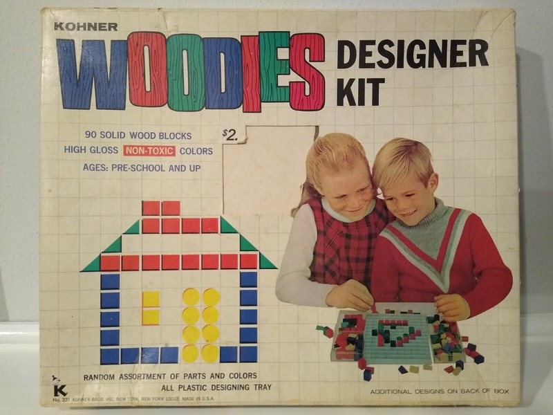 WOODIES DESIGNER KIT by KOHNER Building Toy wood blocks VINTAGE 1960's Toy