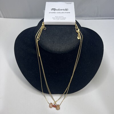 NWT Madewell Stone Collection Necklace Trio Red Agate Adventurine Picture Jasper