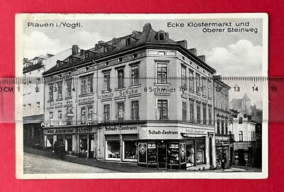 Reklame AK PLAUEN im Vogtland um 1930 Max Alexander Schmidt Schuh Zentr.( 137526