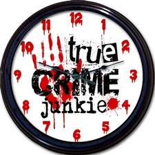 True Crime Junkie Clock Blood Detective Murder TV show New 10" Wall Clock