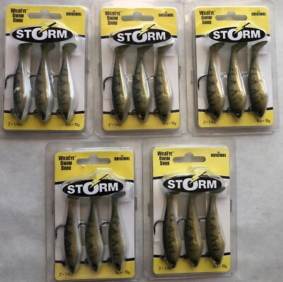 Storm Wildeye Swim Shad 3-inch Fishing Lures Yellow Perch 5 Packs