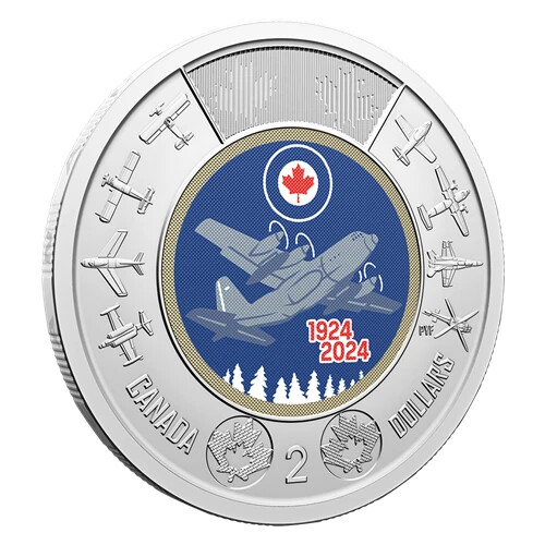 2024 CANADA 2 DOLLARS NON AND COLOURED BU ROYAL CANADIAN AIRFORCE TOONIE COINS - Bild 5 von 8