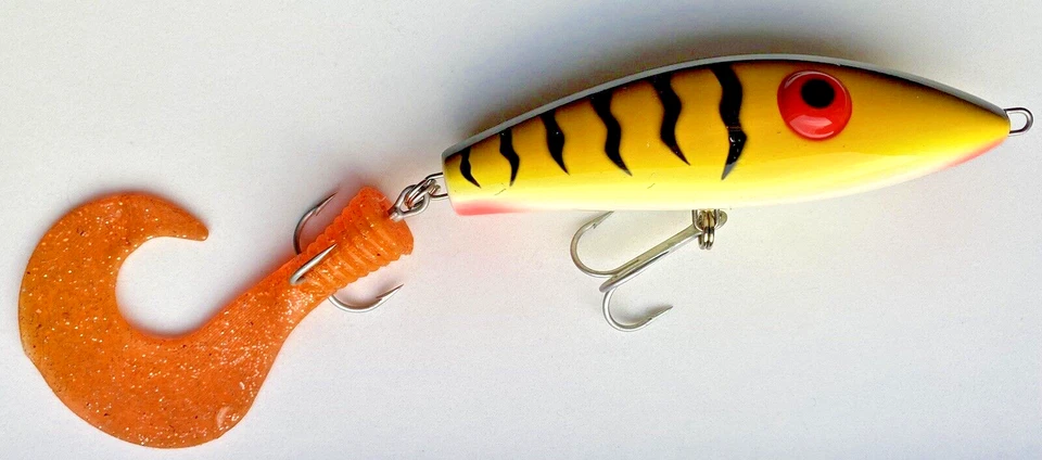 Zalt Zam Z Tail Medium Yellow Perch (38) Jerktail Jerkbait Wobbler Hecht Köder - Bild 2 von 4