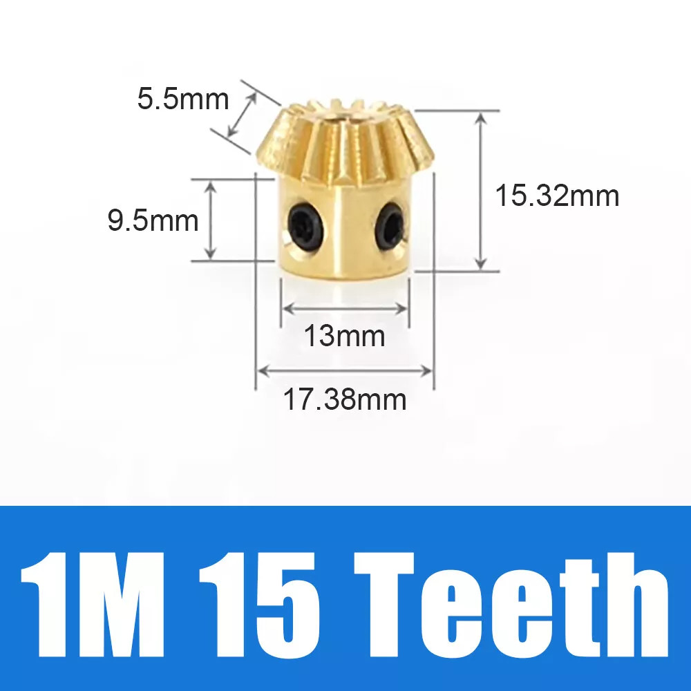 Brass Bevel Gear 1 Module 15/20/30/40 Teeth 90° 1:2 Pairing Pinion Motor Gear