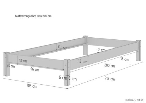 Einzelbett 100x200 Buche natur Massivholzbett Futonbett Zubehör wählbar - Bild 5 von 15