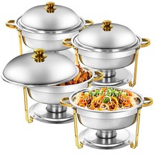 Chafing Dish Buffet Set 5QT Round 4 Pack Stainless Steel Chafer for Catering