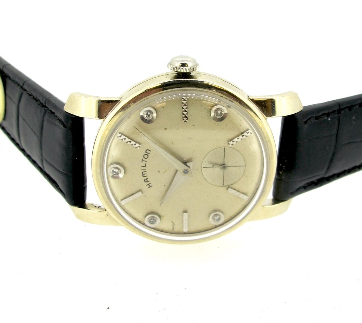 Hamilton 730 Watch Vintage Swiss Hand Wind 14K White Gold Case Diamond Dial 32mm Pre-owned Hamilton Cocktail 0 platinum 22mm Manual watch | main image 4