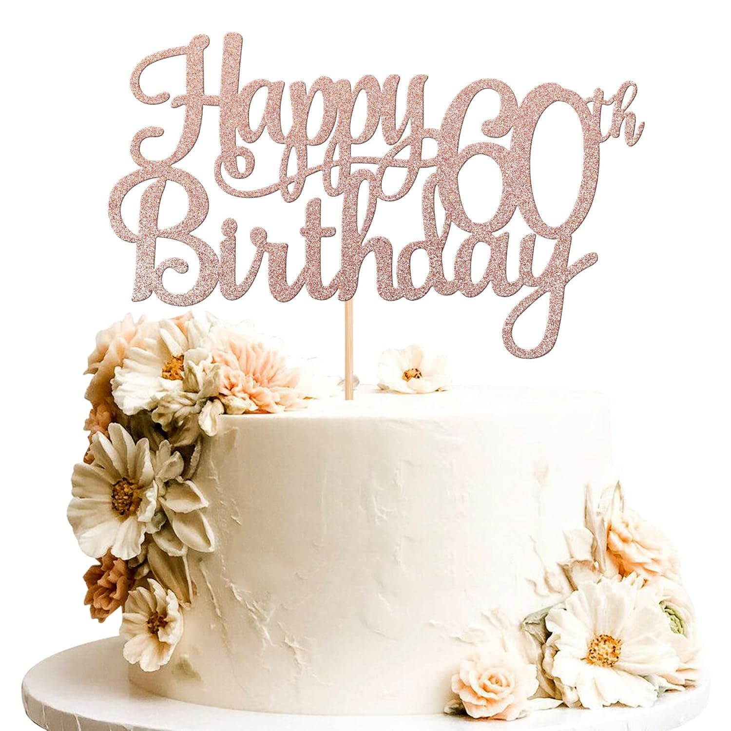 60th Birthday Cake Topper Glitter Cheers to 60 Years Decoration