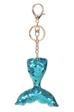 Mermaid Tail Keychain Glitter Sequin Blue Green Key Chain