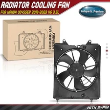 Left Radiator Cooling Fan Assembly w/ Shroud for Honda Odyssey 2018-2023 V6 3.5L