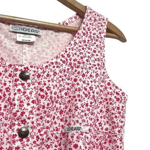 Barboteuse vintage femme taille moyenne rose blanc floral snap devant sans manches IDEES - Photo 3 sur 12